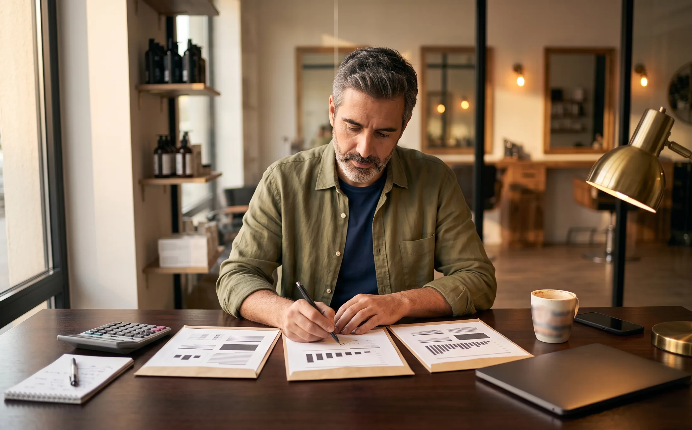 Business owner comparing multiple funding offers, repayment structures and provider terms side by side